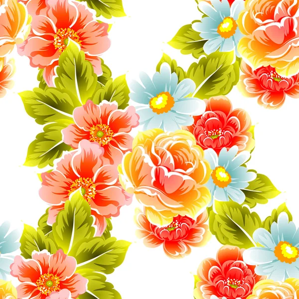 Безшовний Вінтажний Квітковий Візерунок Квіткові Елементи Кольорі — стоковий вектор