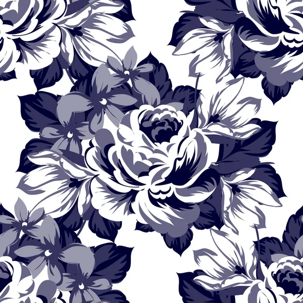 Motif Fleurs Ornées Style Vintage Sans Couture Éléments Floraux Dans — Image vectorielle