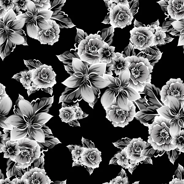 Motif Fleurs Ornées Style Vintage Sans Couture Éléments Floraux Dans — Image vectorielle