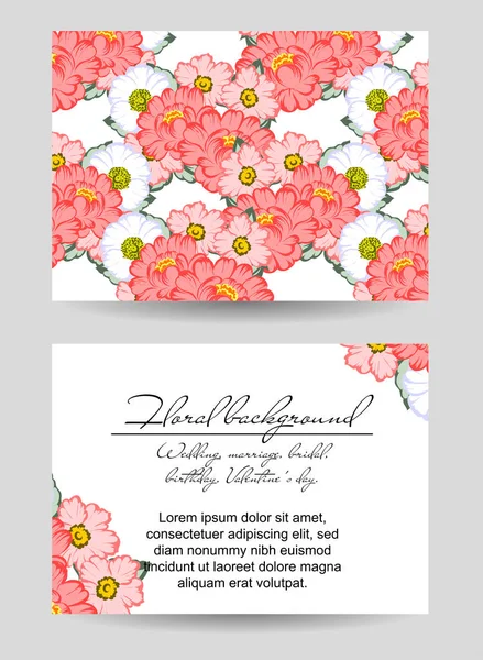 Carte Fleurs Décorées Style Vintage Éléments Floraux Couleur — Image vectorielle