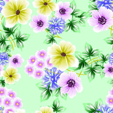 Sorunsuz vintage tarzı çiçek deseni. Renkli çiçek öğeleri