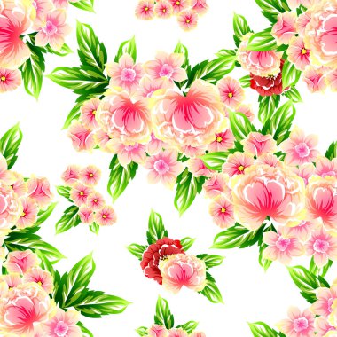 Sorunsuz vintage tarzı çiçek deseni. Renkli çiçek öğeleri