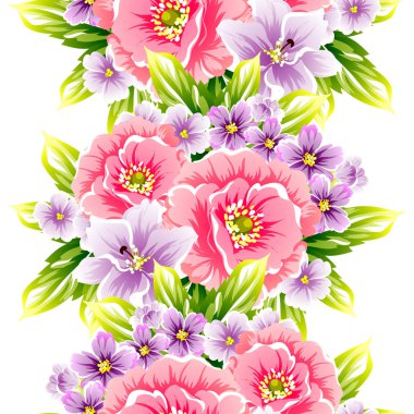 Sorunsuz vintage tarzı çiçek deseni. Renkli çiçek öğeleri