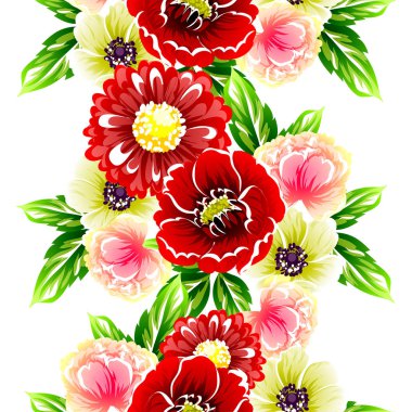 Sorunsuz vintage tarzı çiçek deseni. Renkli çiçek öğeleri