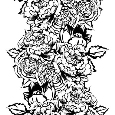 Kusursuz eski tarz süslemeli çiçek deseni. Çiçeksel elementler konturda