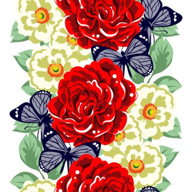 Sorunsuz vintage tarzı çiçek deseni. Renkli çiçek öğeleri