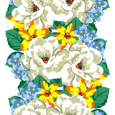 Sorunsuz vintage tarzı çiçek deseni. Renkli çiçek öğeleri