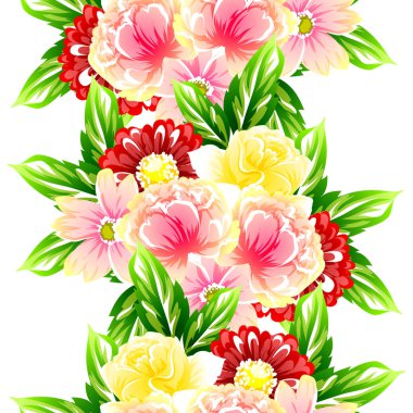 Sorunsuz vintage tarzı çiçek deseni. Renkli çiçek öğeleri