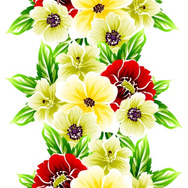 Sorunsuz vintage tarzı çiçek deseni. Renkli çiçek öğeleri