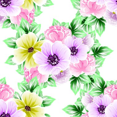 Sorunsuz vintage tarzı çiçek deseni. Renkli çiçek öğeleri