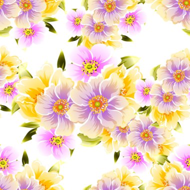 Sorunsuz vintage tarzı çiçek deseni. Renkli çiçek öğeleri