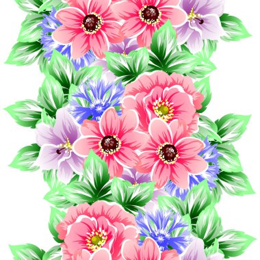 Sorunsuz vintage tarzı çiçek deseni. Renkli çiçek öğeleri