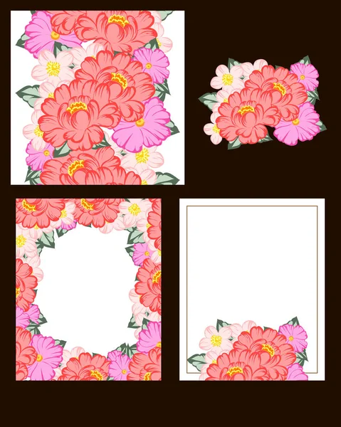 Hochzeitskarten Vintage Stil Florale Elemente Farbe — Stockvektor