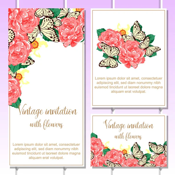 Vintage Style Ornate Flower Card Floral Elements Color — Stock Vector