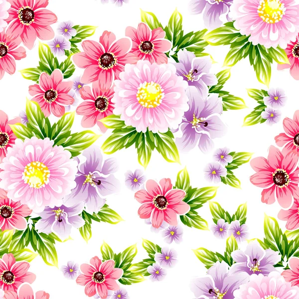 Seamless Vintage Style Flower Pattern Floral Elements Color — Stock Vector