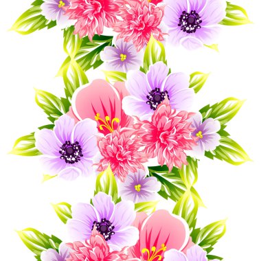 Sorunsuz vintage tarzı çiçek deseni. Renkli çiçek öğeleri