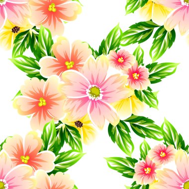 Sorunsuz vintage tarzı çiçek deseni. Renkli çiçek öğeleri