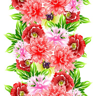 Sorunsuz vintage tarzı çiçek deseni. Renkli çiçek öğeleri