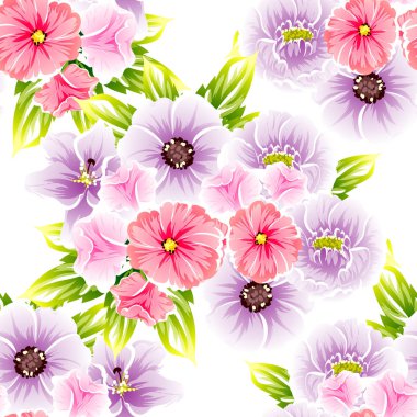 Sorunsuz vintage tarzı çiçek deseni. Renkli çiçek öğeleri