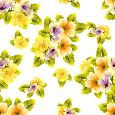 Sorunsuz vintage tarzı çiçek deseni. Renkli çiçek öğeleri