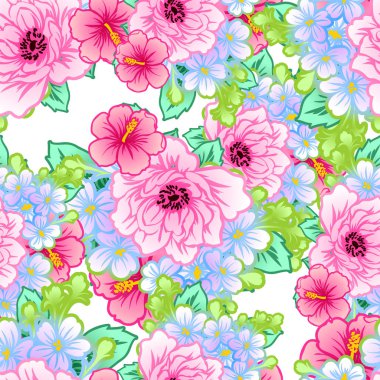 Sorunsuz vintage tarzı çiçek deseni. Renkli çiçek öğeleri