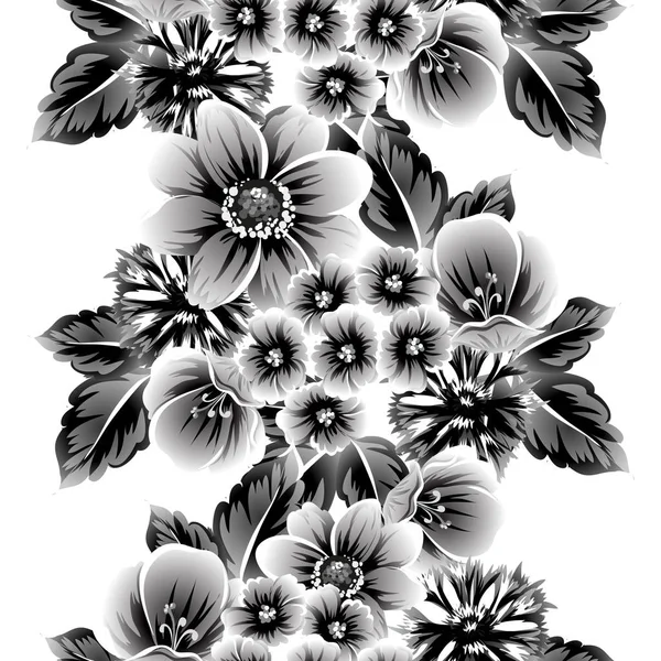 Nahtlose Vintage Stil Verzierte Blumenmuster Florale Elemente Der Kontur — Stockvektor