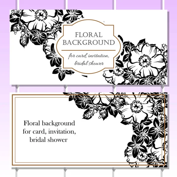 Vintage Στυλ Λουλούδι Γαμήλιες Κάρτες Που Floral Στοιχεία Και Πλαίσια — Διανυσματικό Αρχείο