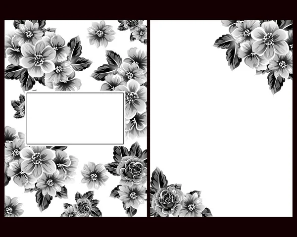 Conjunto Tarjetas Boda Flores Estilo Vintage Elementos Marcos Florales — Vector de stock