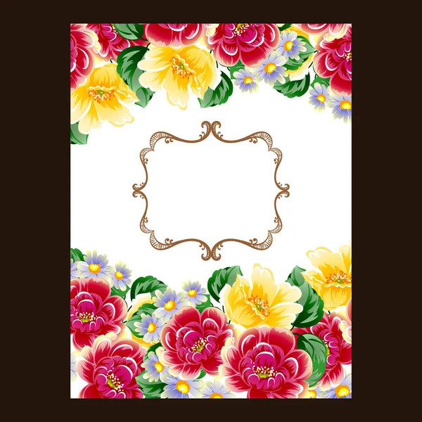 Cartão Flor Ornamentado Estilo Vintage Elementos Florais Cores — Vetor de Stock