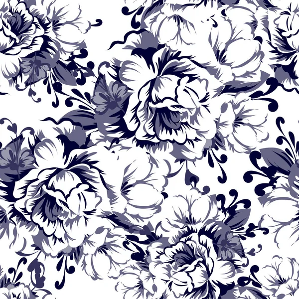 Kusursuz eski tarz süslemeli çiçek deseni. Çiçeksel elementler konturda