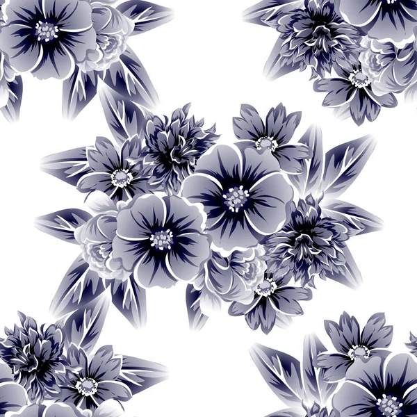 Patrón Flores Ornamentadas Estilo Vintage Sin Costuras Elementos Florales Contorno — Vector de stock