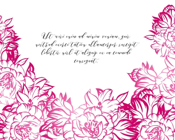 Vintage Style Ornate Flower Wedding Card Floral Elements Contour — Stock Vector