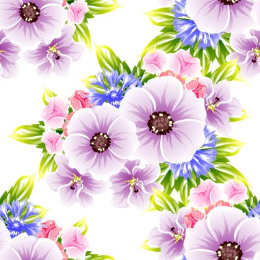 Sorunsuz vintage tarzı çiçek deseni. Renkli çiçek öğeleri