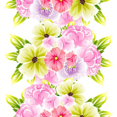 Sorunsuz vintage tarzı çiçek deseni. Renkli çiçek öğeleri