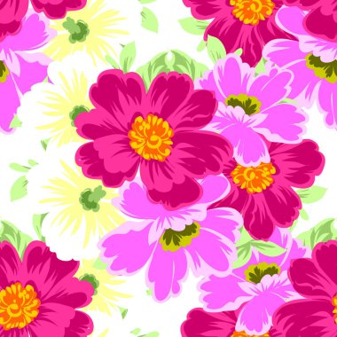 Sorunsuz vintage tarzı çiçek deseni. Renkli çiçek öğeleri