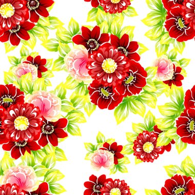 Sorunsuz vintage tarzı çiçek deseni. Renkli çiçek öğeleri