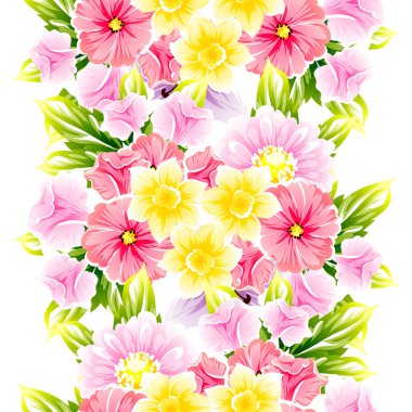 Sorunsuz vintage tarzı çiçek deseni. Renkli çiçek öğeleri