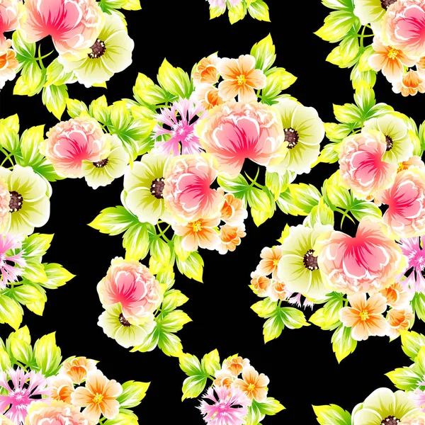 Sorunsuz vintage tarzı çiçek deseni. Renkli çiçek öğeleri