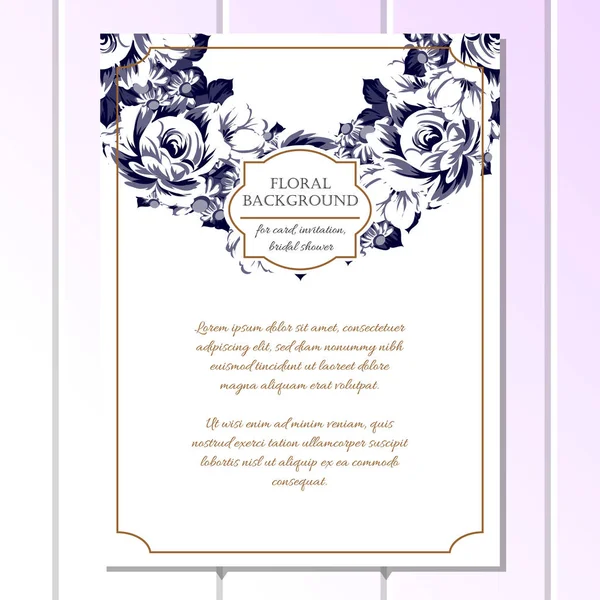 Tarjeta Boda Flores Ornamentadas Estilo Vintage Elementos Florales Contorno — Vector de stock