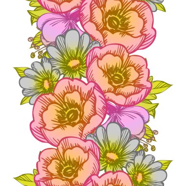 Sorunsuz vintage tarzı çiçek deseni. Renkli çiçek öğeleri