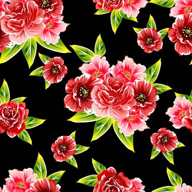 Sorunsuz vintage tarzı çiçek deseni. Renkli çiçek öğeleri