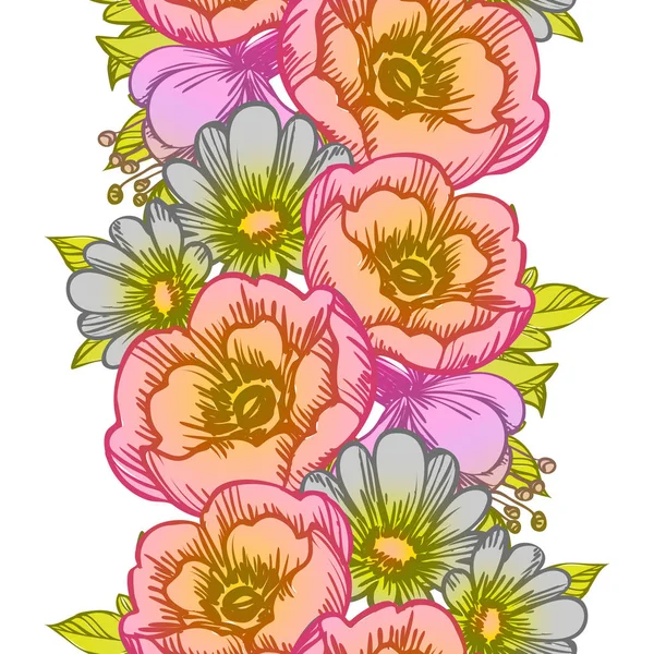 Patrón Flores Estilo Vintage Sin Costuras Elementos Florales Color — Vector de stock