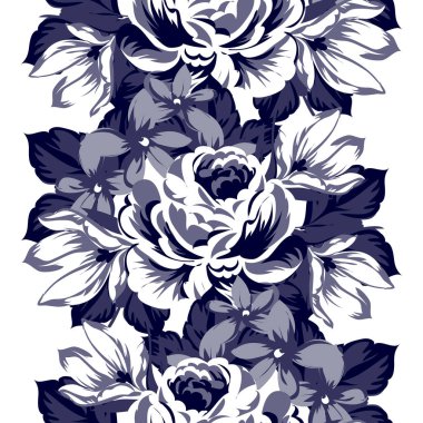 Kusursuz eski tarz süslemeli çiçek deseni. Çiçeksel elementler konturda