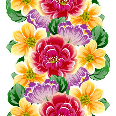 Sorunsuz vintage tarzı çiçek deseni. Renkli çiçek öğeleri