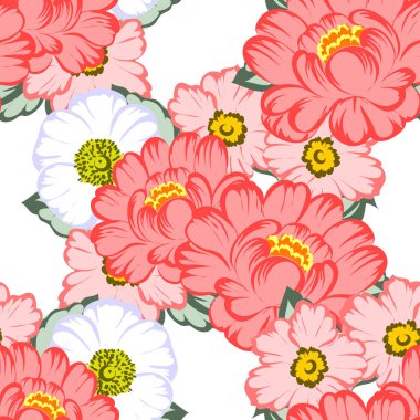 Sorunsuz vintage tarzı çiçek deseni. Renkli çiçek öğeleri