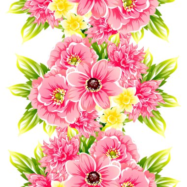 Sorunsuz vintage tarzı çiçek deseni. Renkli çiçek öğeleri