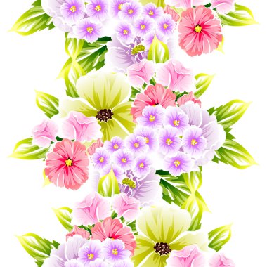 Sorunsuz vintage tarzı çiçek deseni. Renkli çiçek öğeleri