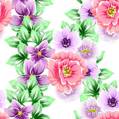 Sorunsuz vintage tarzı çiçek deseni. Renkli çiçek öğeleri