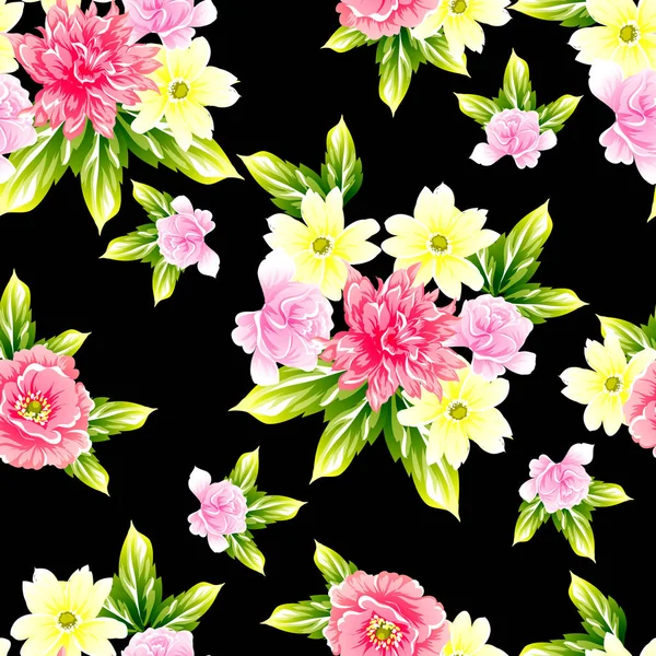 Patrón Flores Estilo Vintage Sin Costuras Elementos Florales Color — Vector de stock