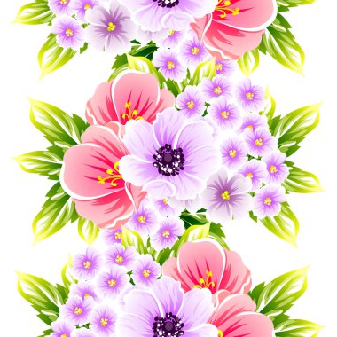 Sorunsuz vintage tarzı çiçek deseni. Renkli çiçek öğeleri